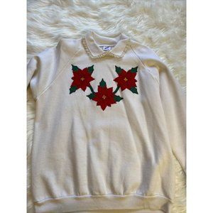 Vintage Jerzees Pointsettia Ugly Christmas Sweater